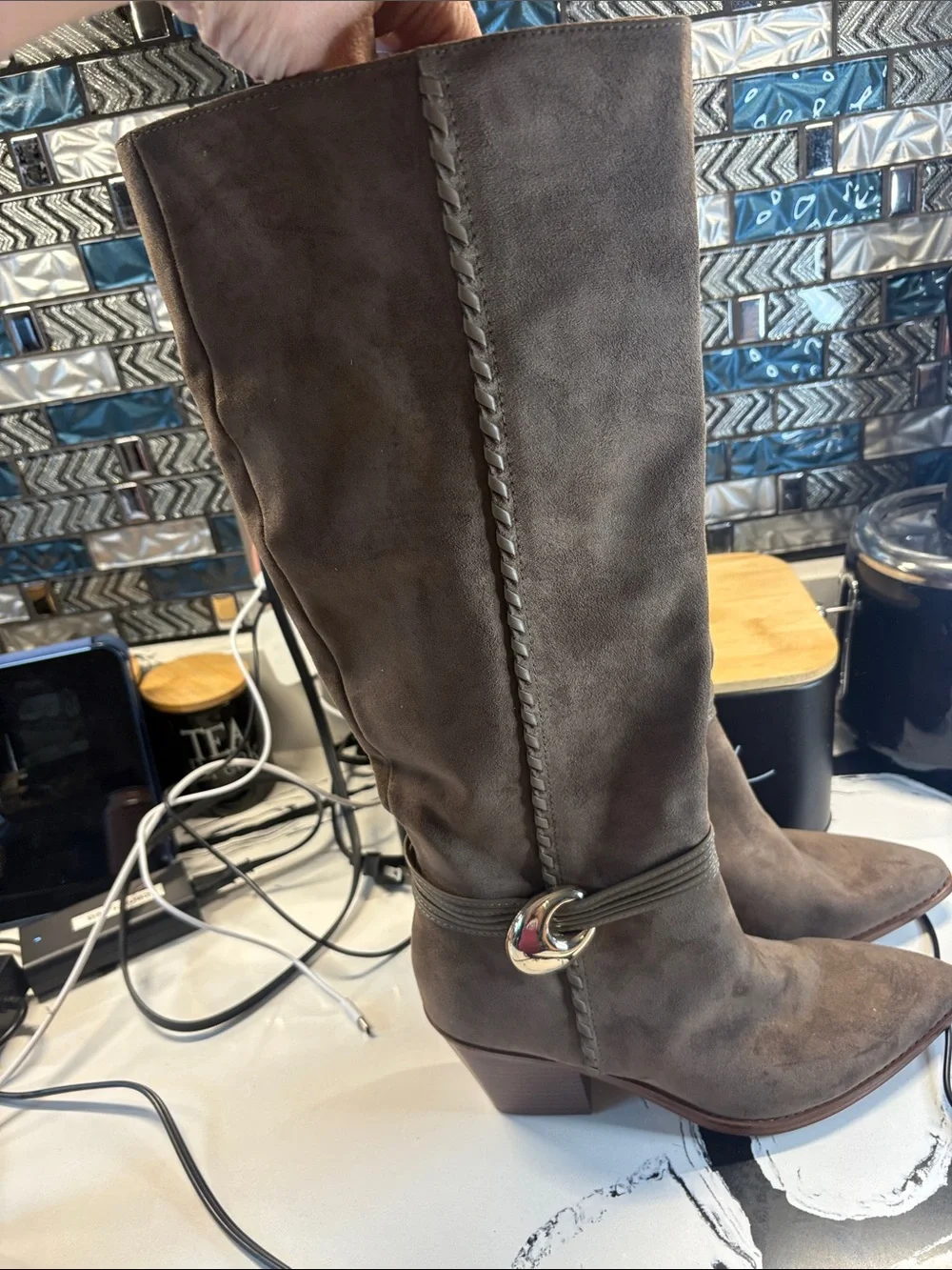 Universal Thread Dark Brown Suede Over-the-Knee Pointed Boots